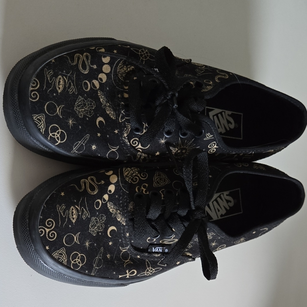 Vans Black Sneakers with Gold Designs